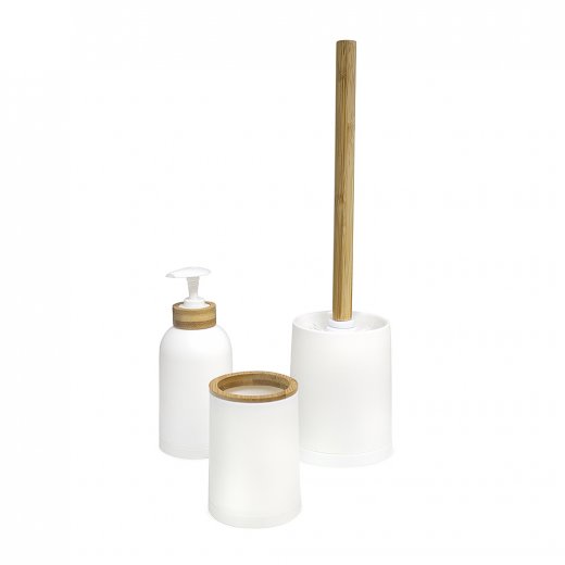 Elegantná kúpeľňová sada BALVI Zen 3, biela (plast, bambus)