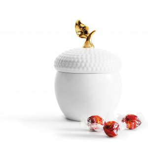 Multifunkčná dekoratívna dóza SAGAFORM Acorn, porcelán (biela, zlatá)