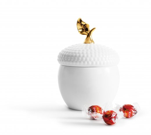 Multifunkčná dekoratívna dóza SAGAFORM Acorn, porcelán (biela, zlatá)