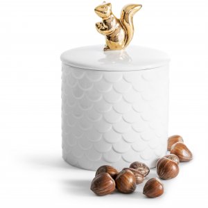 Multifunkčná dekoratívna dóza SAGAFORM Squirrel, 450 ml. porcelán (biela, zlatá)