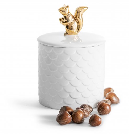 Multifunkčná dekoratívna dóza SAGAFORM Squirrel, 450 ml. porcelán (biela, zlatá)