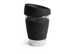 Hrnček na kávu/čaj SAGAFORM To Go, 300 ml., čierny (sklo, silikón)