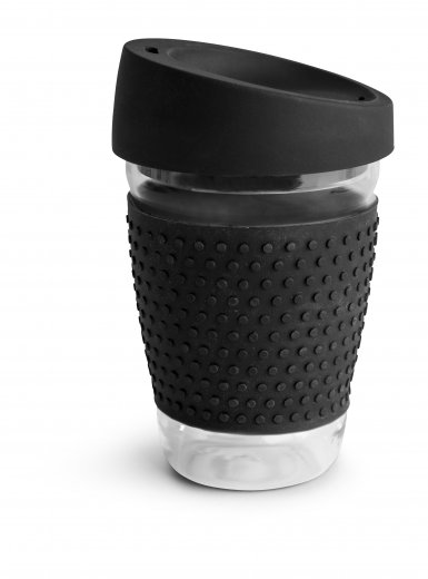 Hrnček na kávu/čaj SAGAFORM To Go, 300 ml., čierny (sklo, silikón)