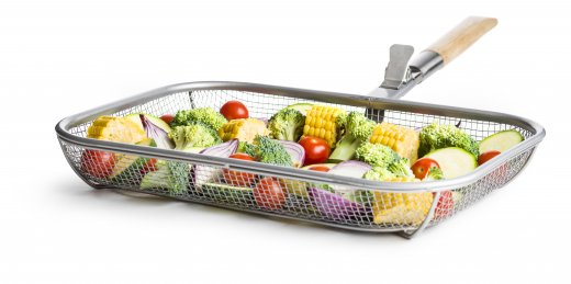 Kôš na grilovanie zeleniny SAGAFORM BBQ s odnímateľným madlom (nerez)