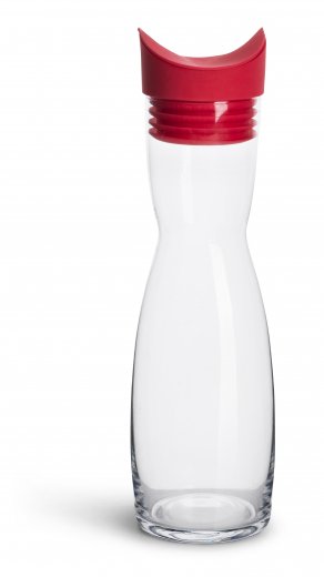 Karafa na vodu s nálevkou v uzávere SAGAFORM Flip, 1l, červená