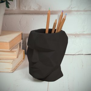 Stojan na písacie potreby BALVI The Head (čierny cement)