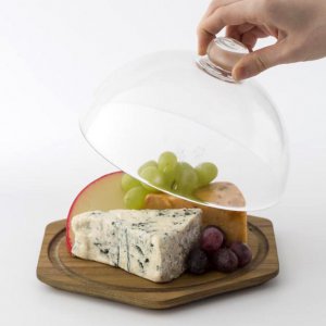 Servírovací podnos s poklopom TYPHOON Modern Kitchen, 24 cm, (akáciové drevo/sklo)