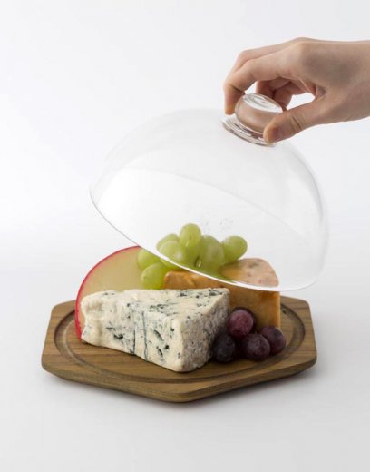 Servírovací podnos s poklopom TYPHOON Modern Kitchen, 24 cm, (akáciové drevo/sklo)