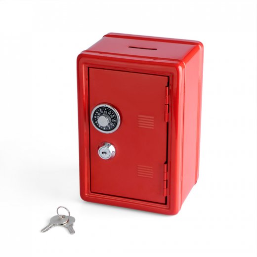 Pokladnička s dvojitým zamykaním BALVI Double Lock, (trezor), červená