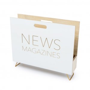 Stojan na noviny  BALVI News, biely, (drevo, kov)