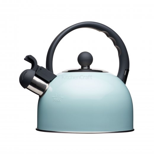 Čajová kanvica s píšťaľkou KITCHEN CRAFT Living nostalgia, 1,4 l., nerez, modrá