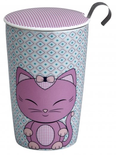 Termohrnček s čajovým sitkom EIGENART TEAEVE Miew Pinky, 350 ml