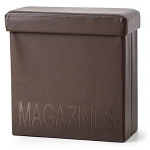 Box na noviny/taburetka BALVI Relax, (koža) hnedý
