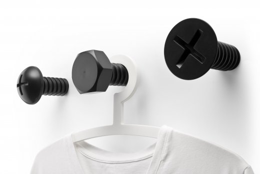 Nástenné vešiaky "skrutky" QUALY Screw Collection, čierne