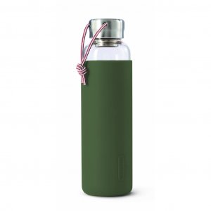 Sklenená fľaša na vodu BLACK+BLUM Glass Water Bottle, olivová