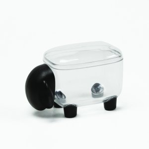 Zásobník QUALY Sheep Shape Container, malý/čierny/číra dóza