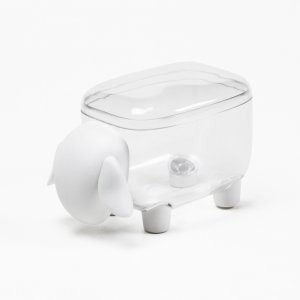 Zásobník QUALY Sheep Shape Container, malý/biely/číra dóza