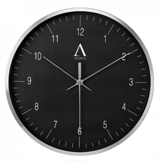 Nástenné hodiny ANDREA HOUSE, čierne/aluminium, 30cm