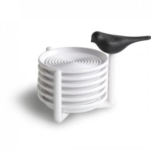 Stojan s podložkami pod poháre QUALY Sparrow Coaster, čierny