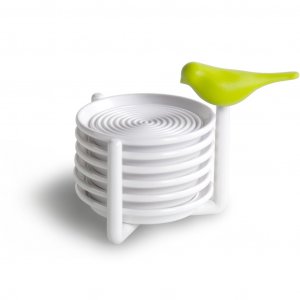 Stojan s podložkami pod poháre QUALY Sparrow Coaster, zelený
