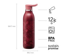 ALADDIN CityLoop Thermavac eCycle vákuová fľaša 600 ml Burgundy Magnolia červená s potlačou